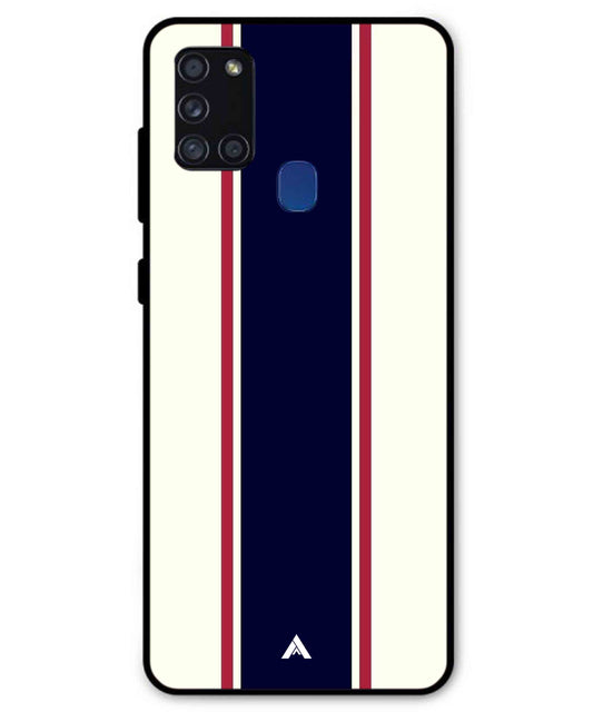 Stripe Pattern 10 Metal Back Cover Phone Case for Samsung Galaxy A21s