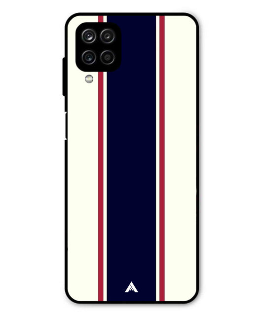 Stripe Pattern 10 Metal Back Cover Phone Case for Samsung Galaxy M32 4G
