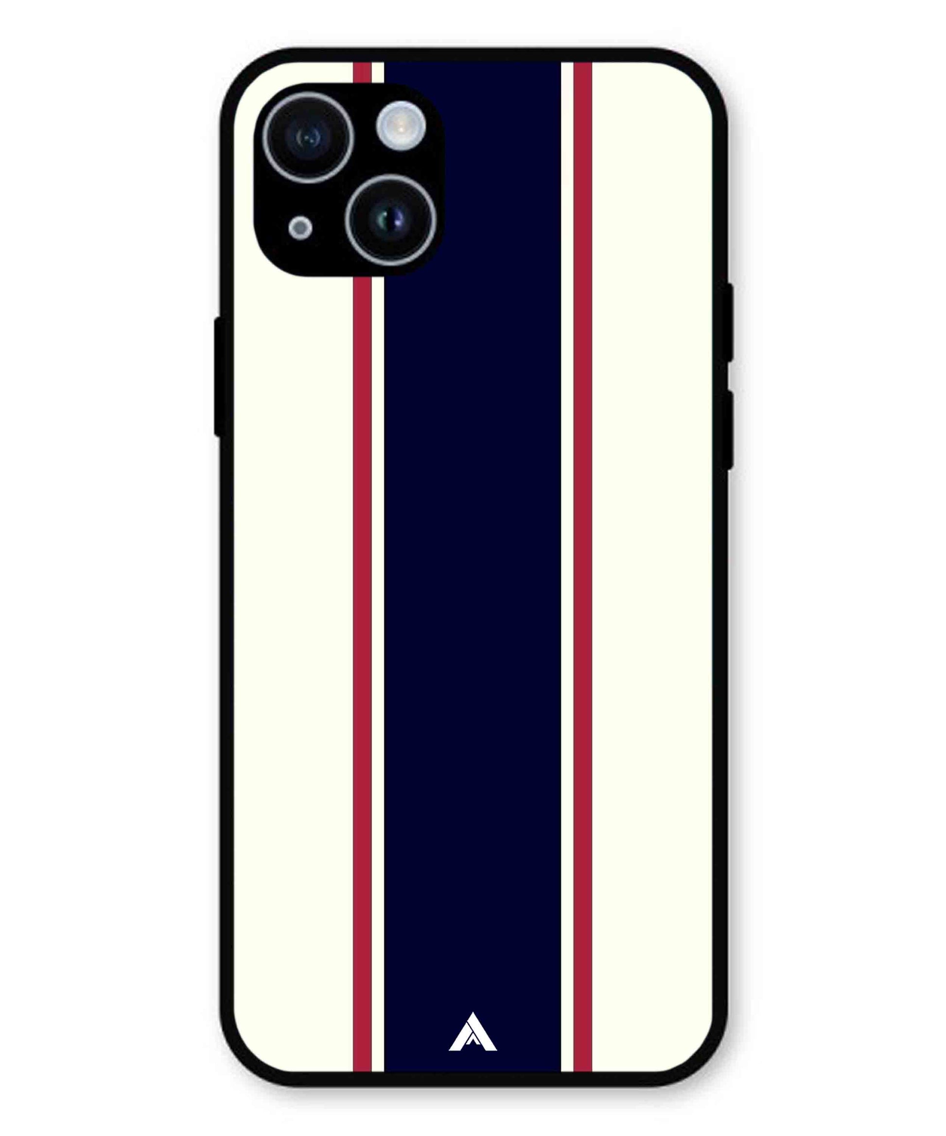 Stripe Pattern 10 Metal Back Cover Phone Case for iPhone 15 Plus