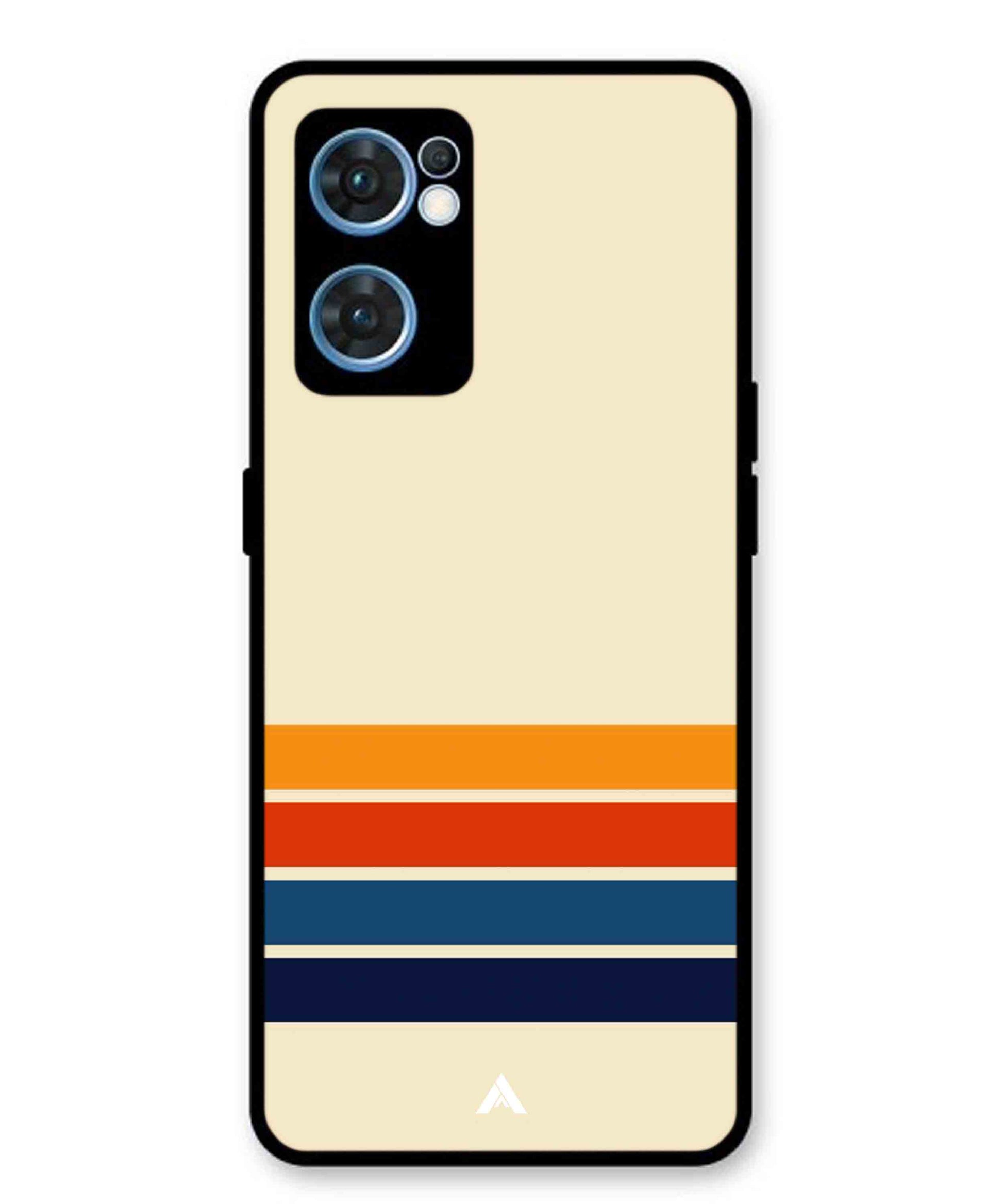 Stripe Pattern 12 Metal Back Cover Phone Case for Oppo F21 Pro 4G