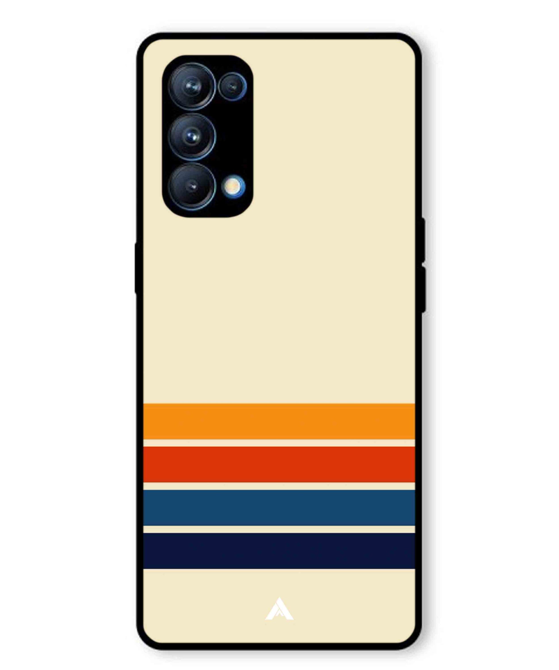 Stripe Pattern 12 Metal Back Cover Phone Case for Oppo Reno 5 Pro