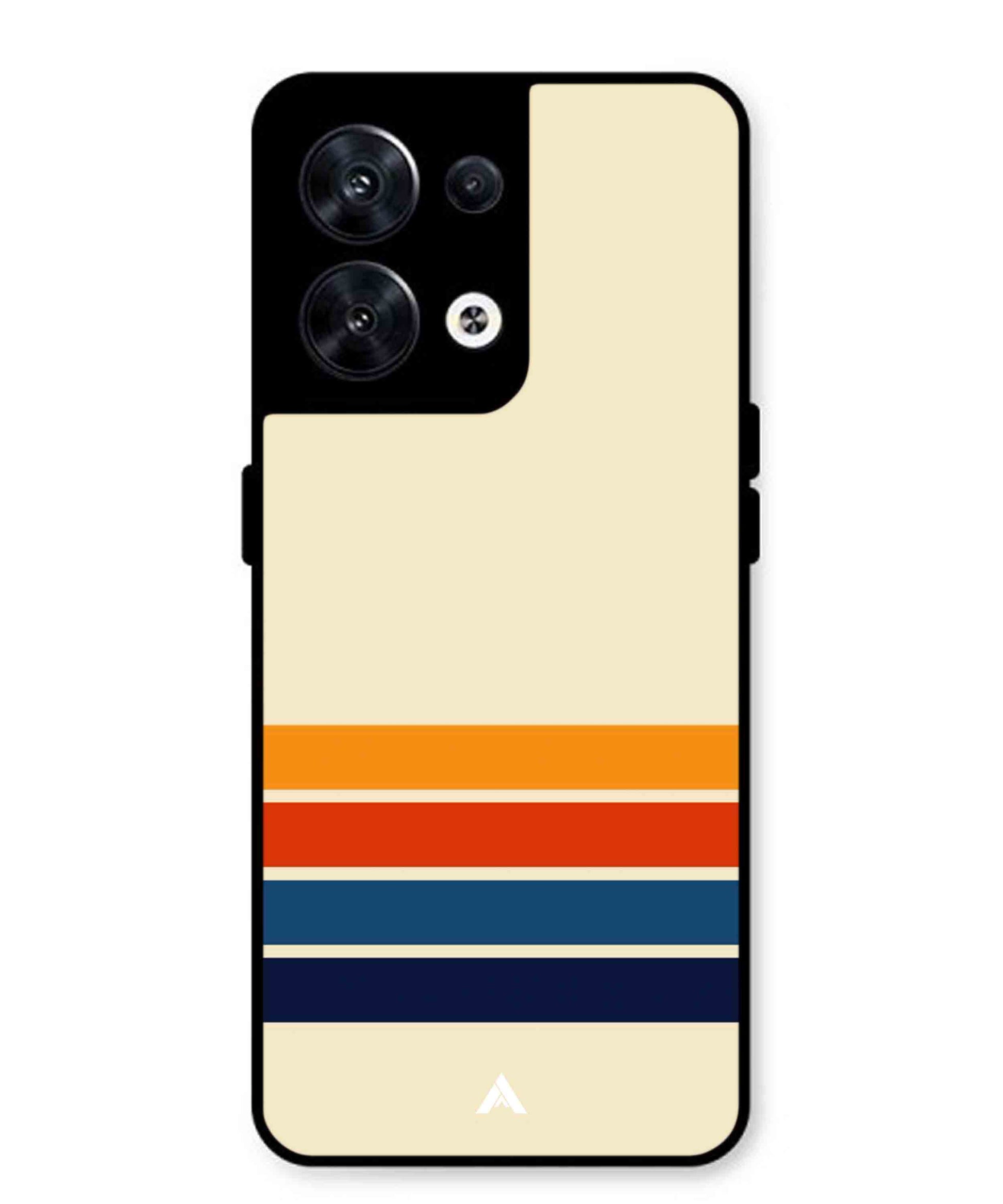 Stripe Pattern 12 Metal Back Cover Phone Case for Oppo Reno 8