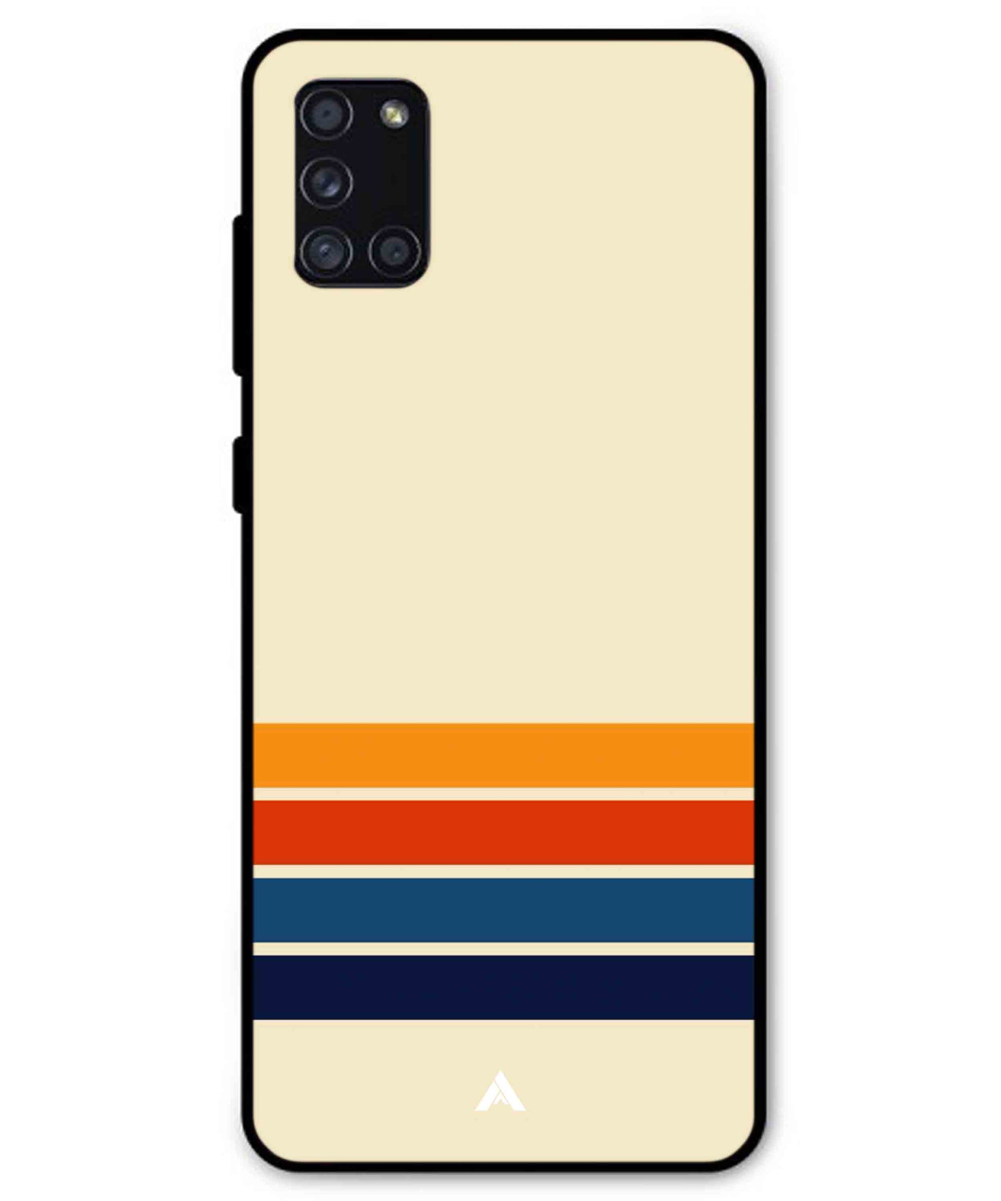 Stripe Pattern 12 Metal Back Cover Phone Case for Samsung Galaxy A31