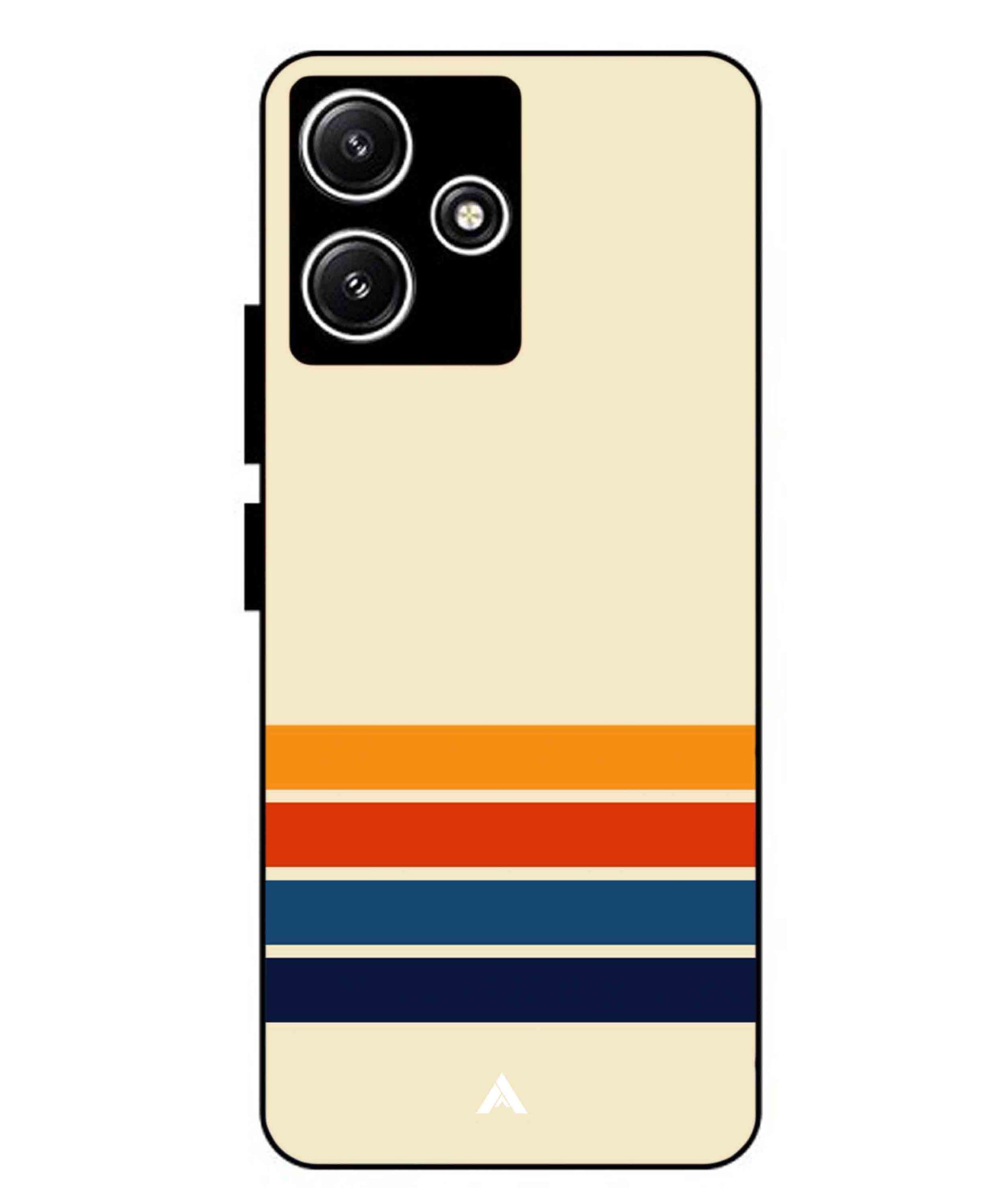 Stripe Pattern 12 Metal Back Cover Phone Case for Xiaomi Redmi 12 5G