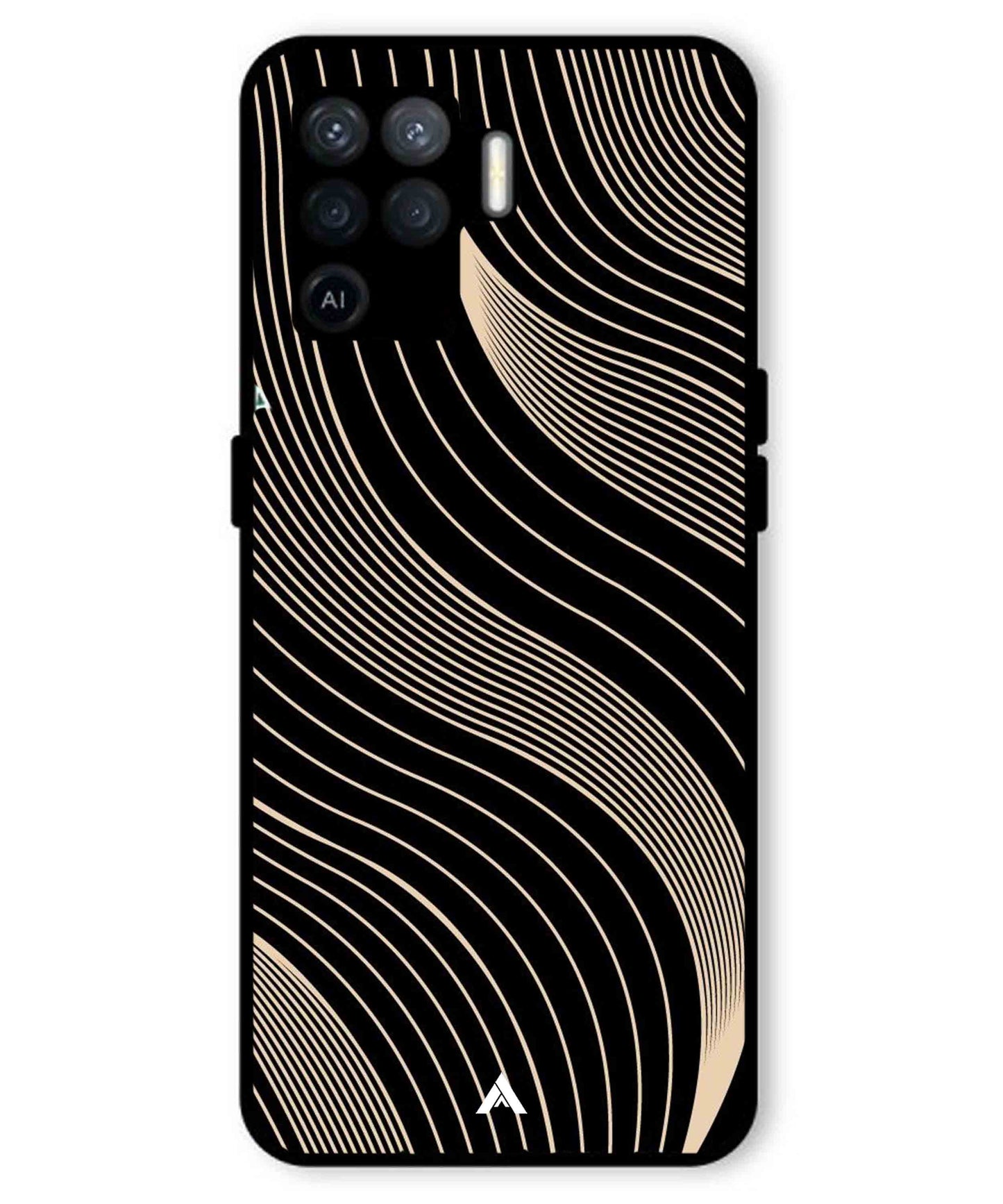 Stripe Pattern 13 Metal Back Cover Phone Case for Oppo F19 Pro