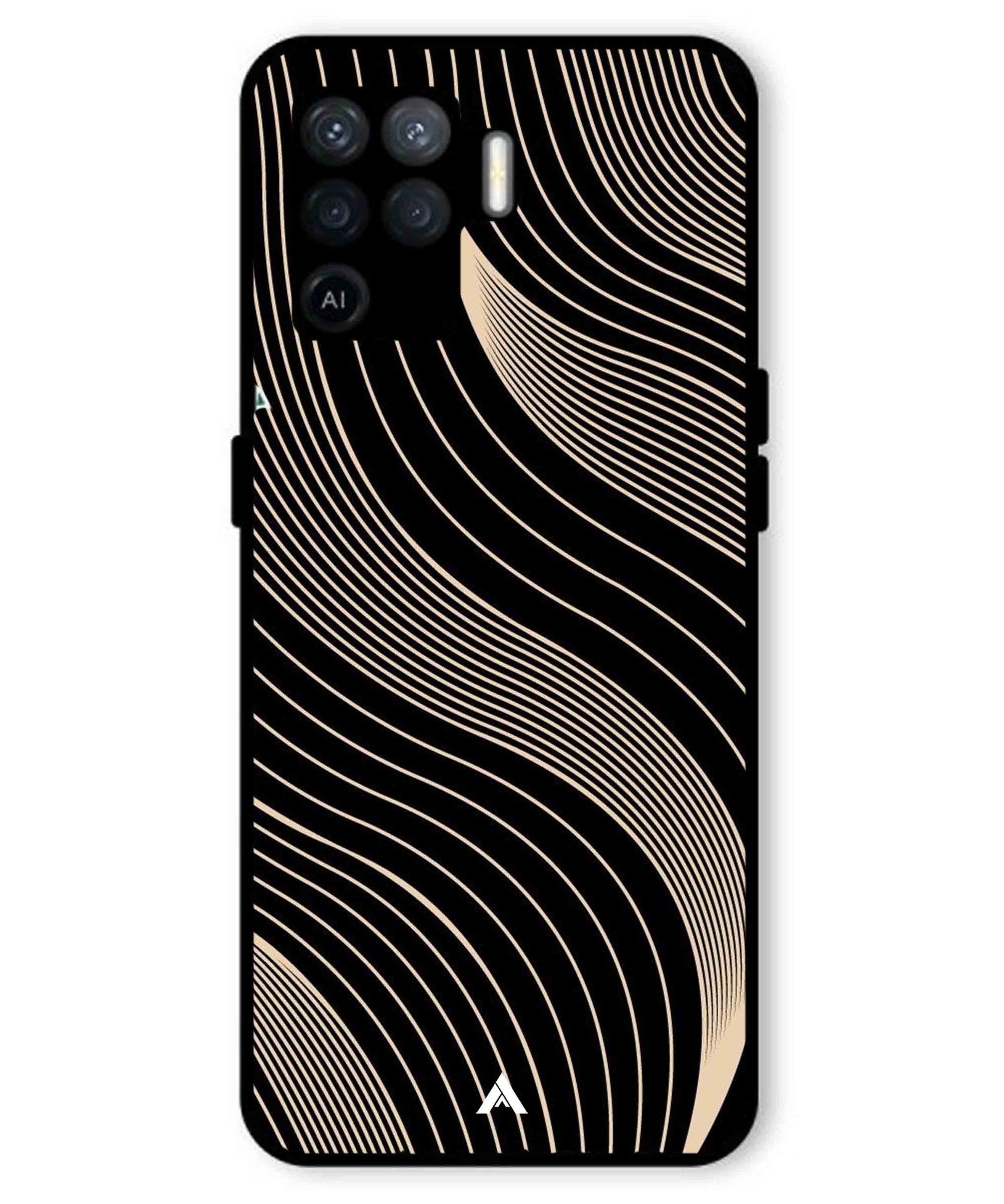 Stripe Pattern 13 Metal Back Cover Phone Case for Oppo F19 Pro
