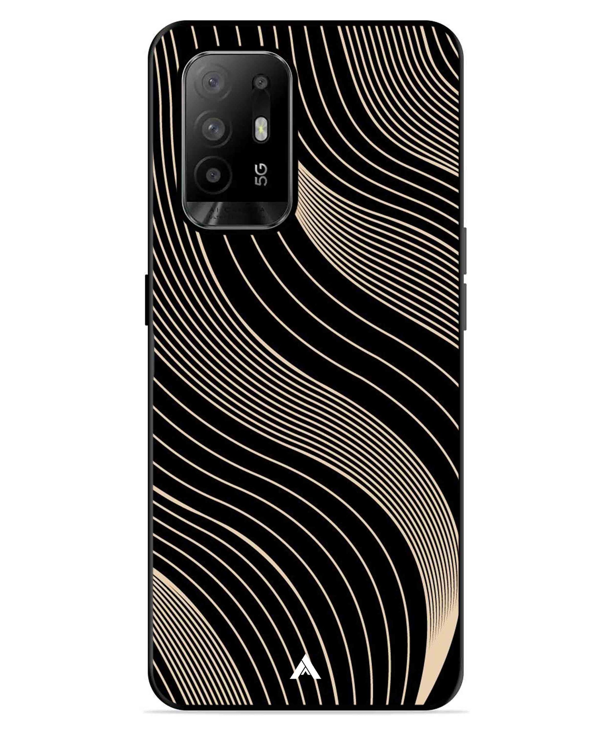 Stripe Pattern 13 Metal Back Cover Phone Case for Oppo F19 Pro Plus