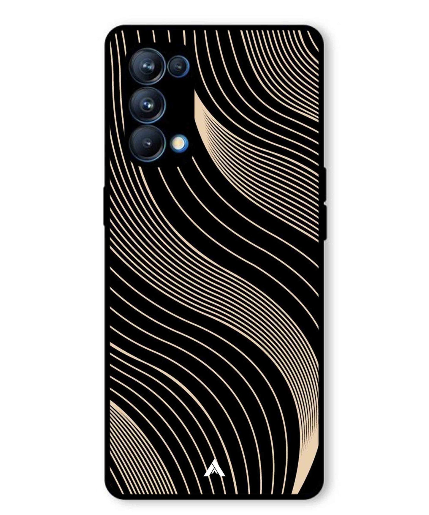 Stripe Pattern 13 Metal Back Cover Phone Case for Oppo Reno 5 Pro