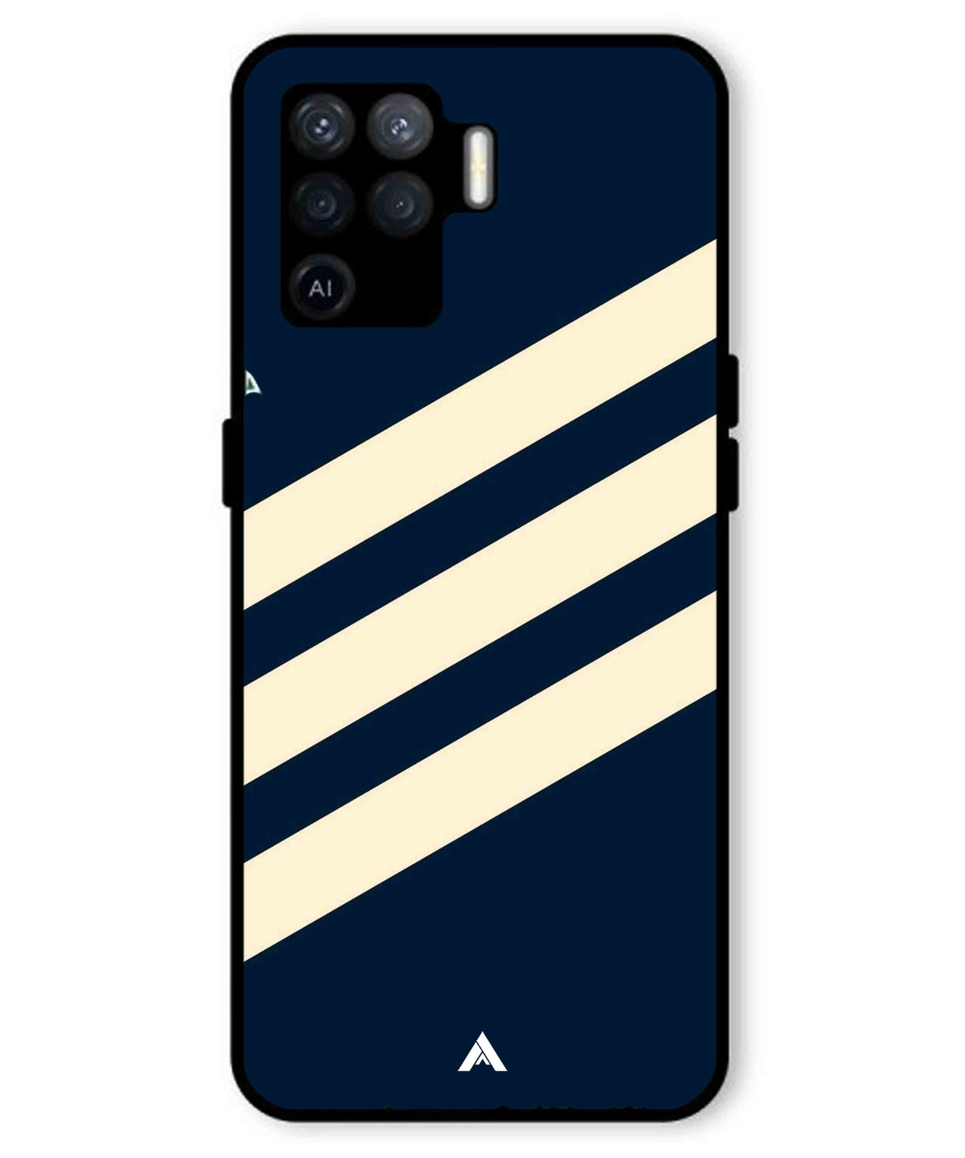 Stripe Pattern 16 Metal Back Cover Phone Case for Oppo F19 Pro