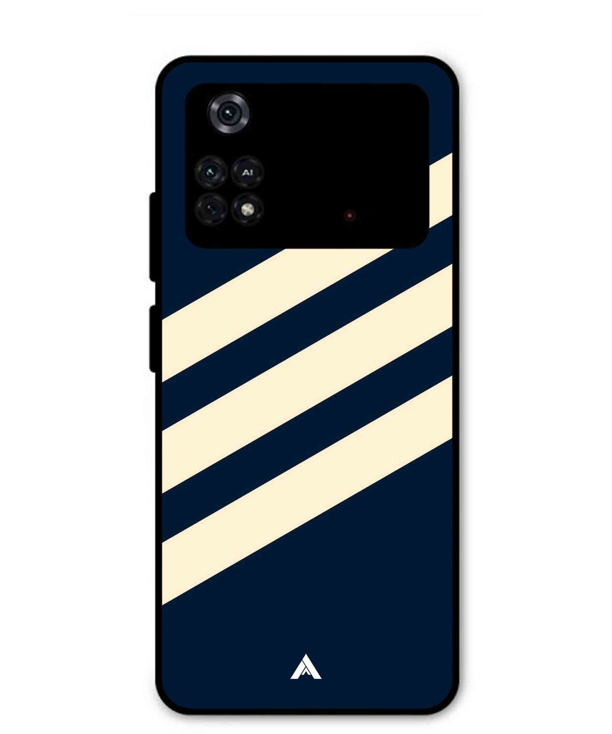 Stripe Pattern 16 Metal Back Cover Phone Case for Poco M4 Pro 4G