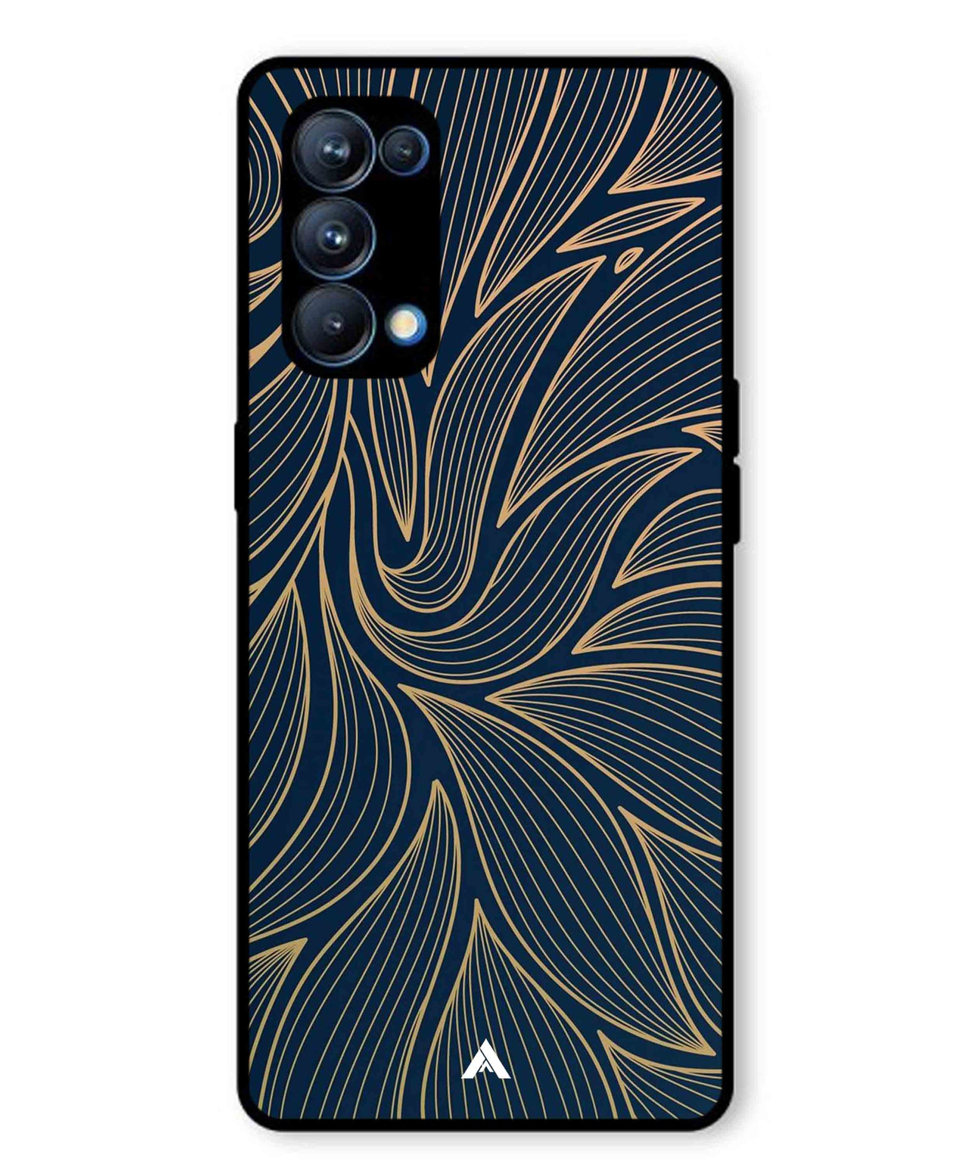 Stripe Pattern 18 Metal Back Cover Phone Case for Oppo Reno 5 Pro