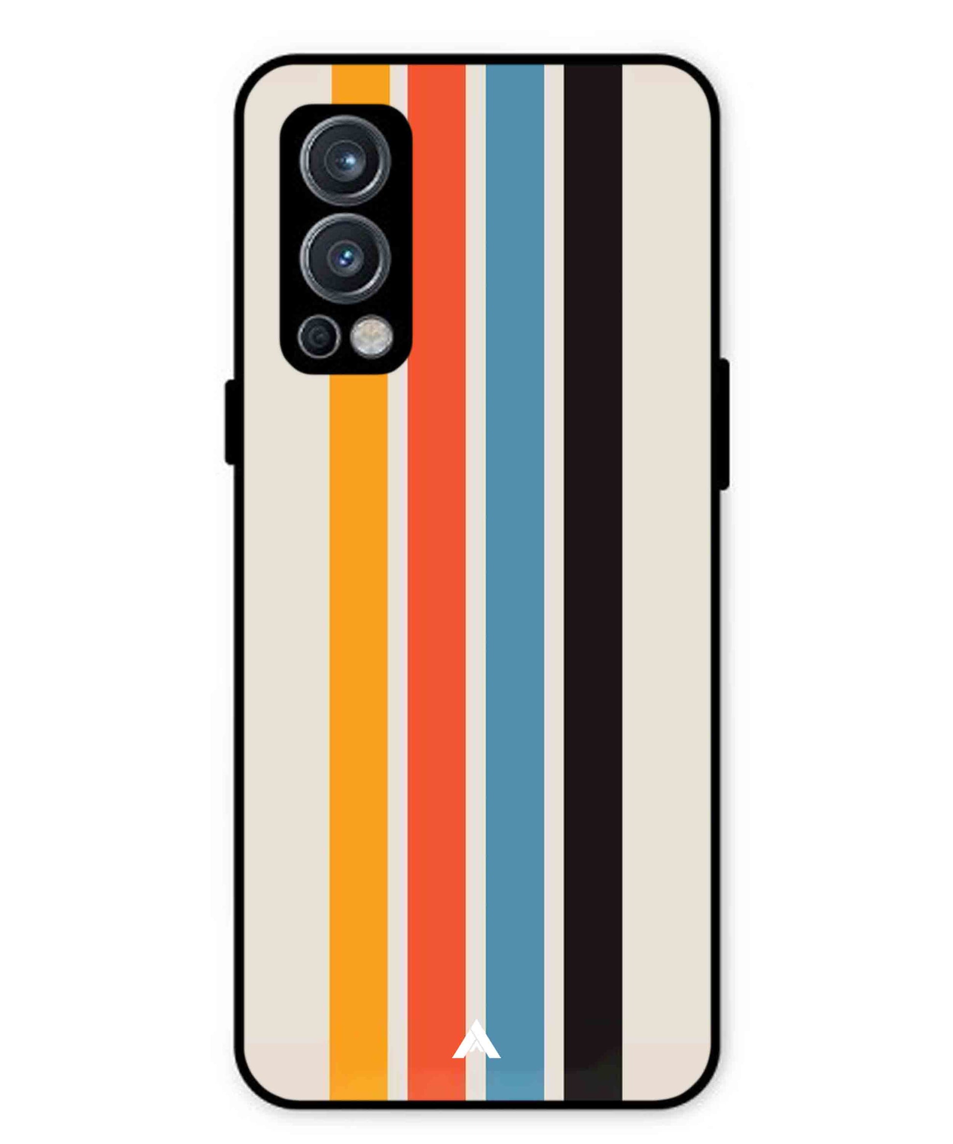 Stripe Pattern 2 Metal Back Cover Phone Case for Oneplus Nord 2