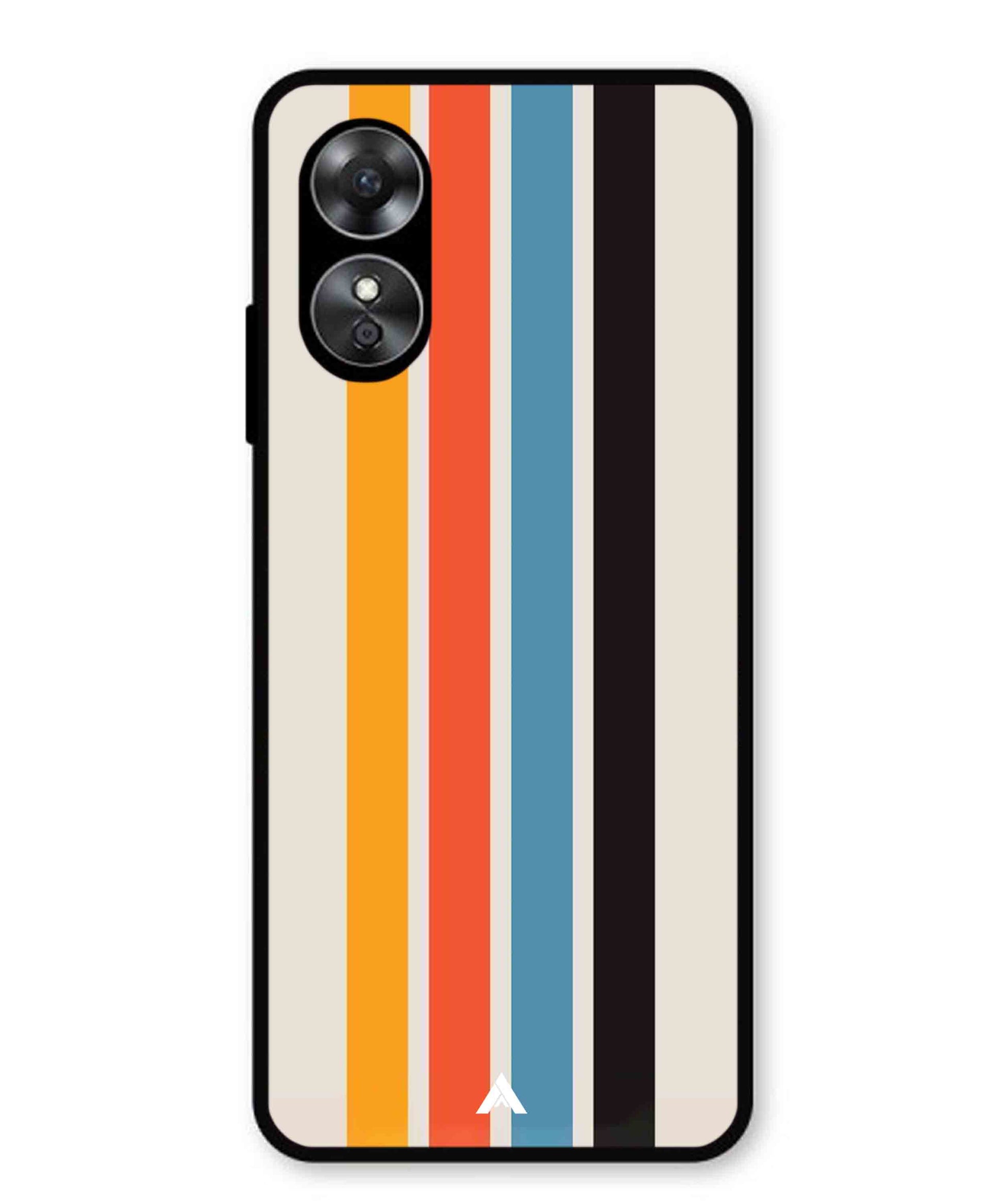 Stripe Pattern 2 Metal Back Cover Phone Case for Oppo A17K