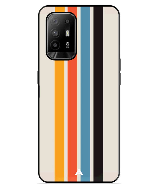 Stripe Pattern 2 Metal Back Cover Phone Case for Oppo F19 Pro Plus