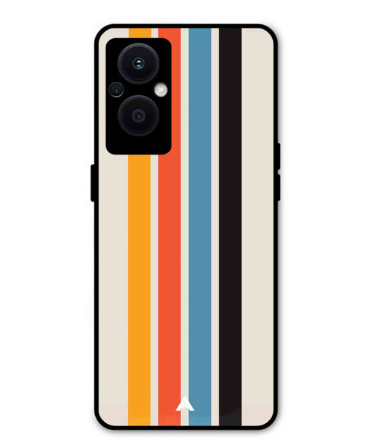 Stripe Pattern 2 Metal Back Cover Phone Case for Oppo F21 Pro 5G