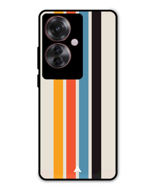 Stripe Pattern 2 Metal Back Cover Phone Case for Oppo F25 Pro