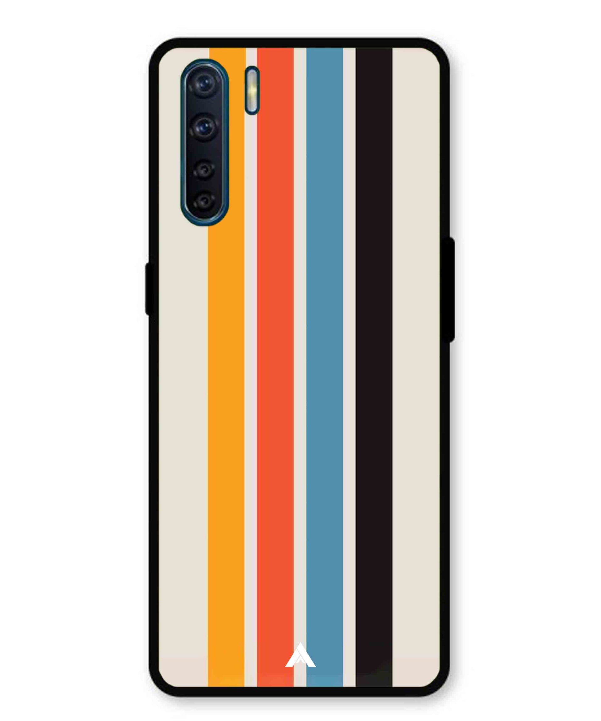 Stripe Pattern 2 Metal Back Cover Phone Case for Oppo Reno 3