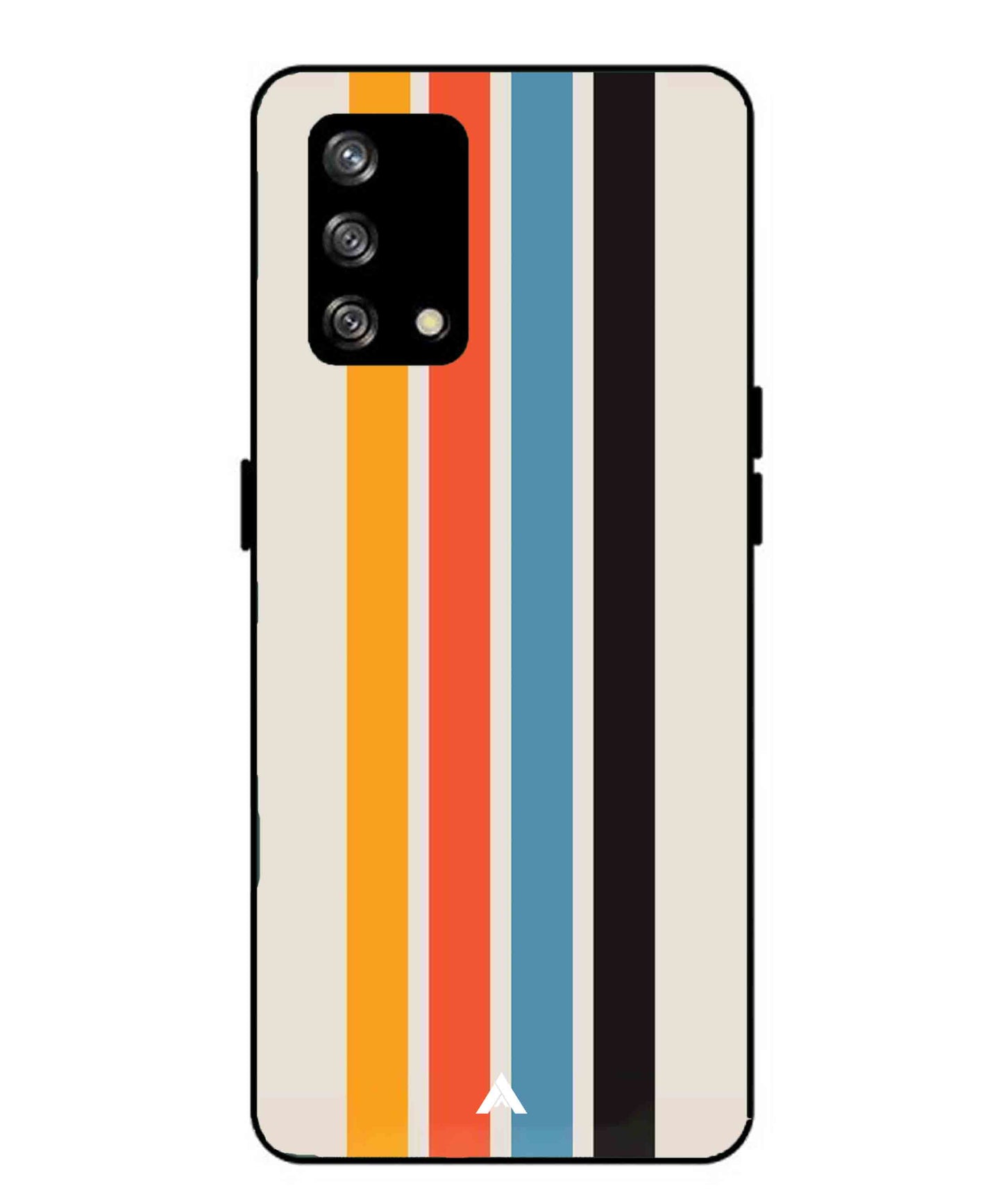 Stripe Pattern 2 Metal Back Cover Phone Case for Oppo Reno 4F
