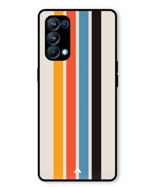 Stripe Pattern 2 Metal Back Cover Phone Case for Oppo Reno 5 Pro