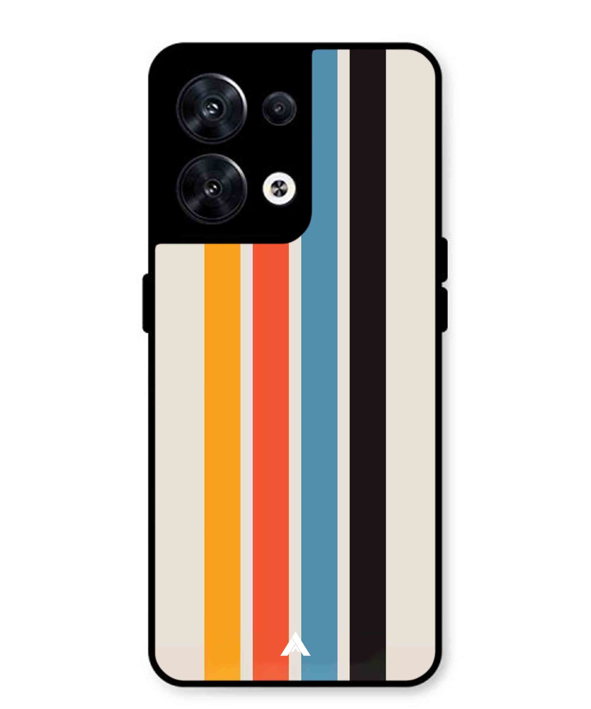 Stripe Pattern 2 Metal Back Cover Phone Case for Oppo Reno 8