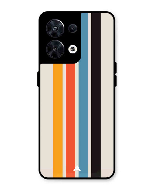 Stripe Pattern 2 Metal Back Cover Phone Case for Oppo Reno 8