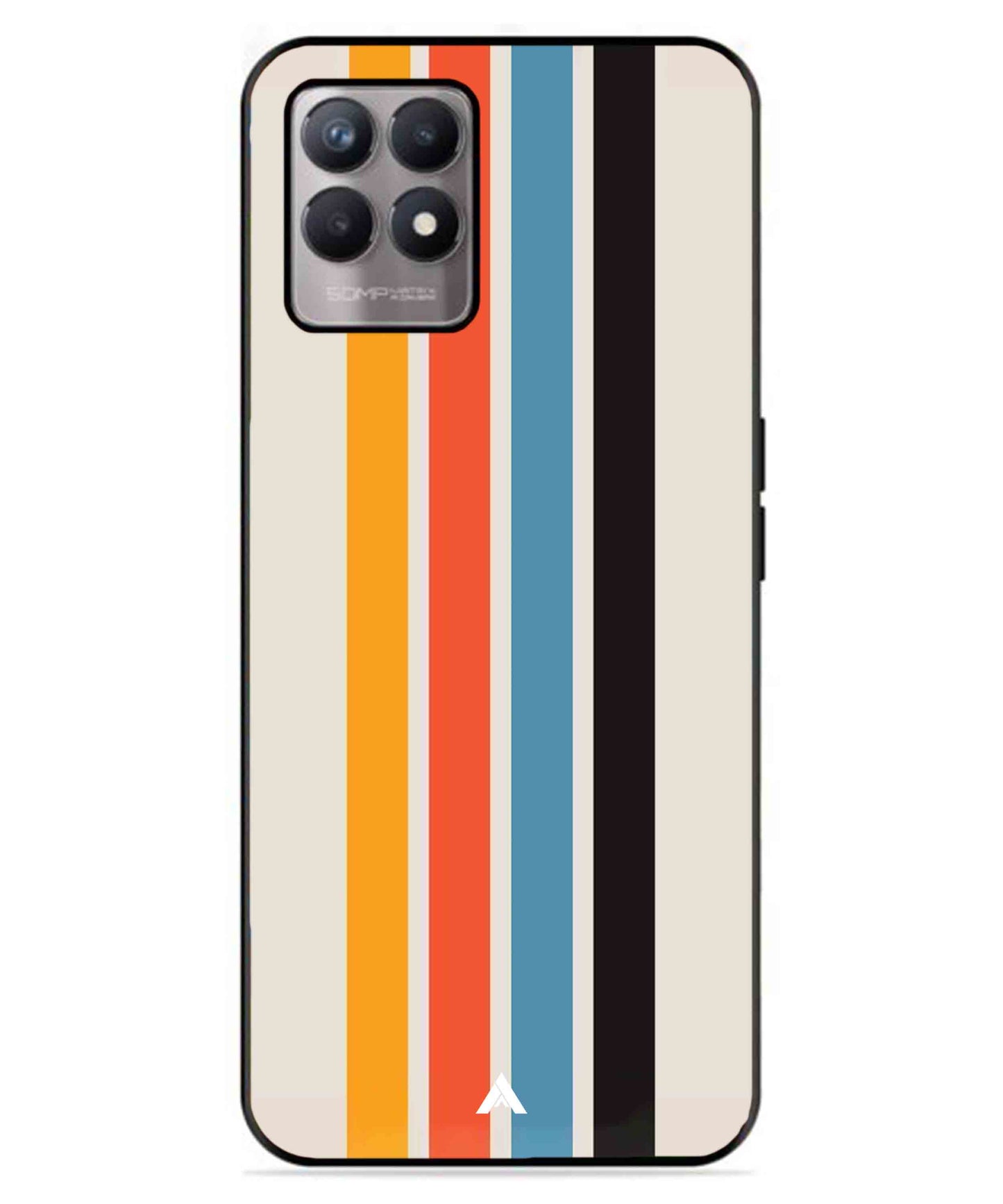 Stripe Pattern 2 Metal Back Cover Phone Case for Realme 8 Pro