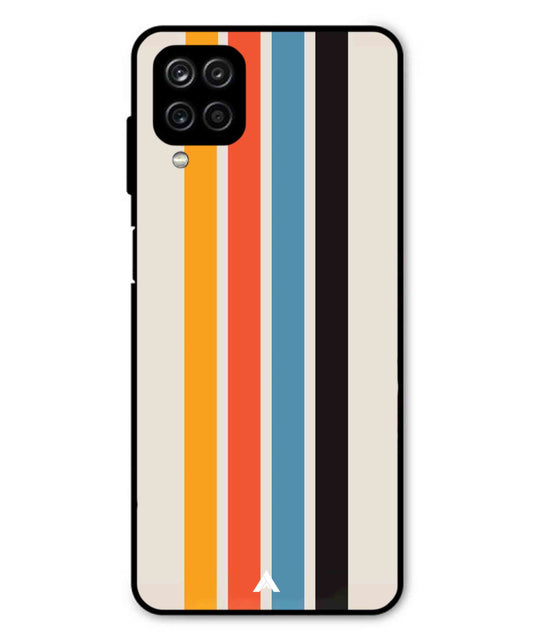 Stripe Pattern 2 Metal Back Cover Phone Case for Samsung Galaxy M32 4G