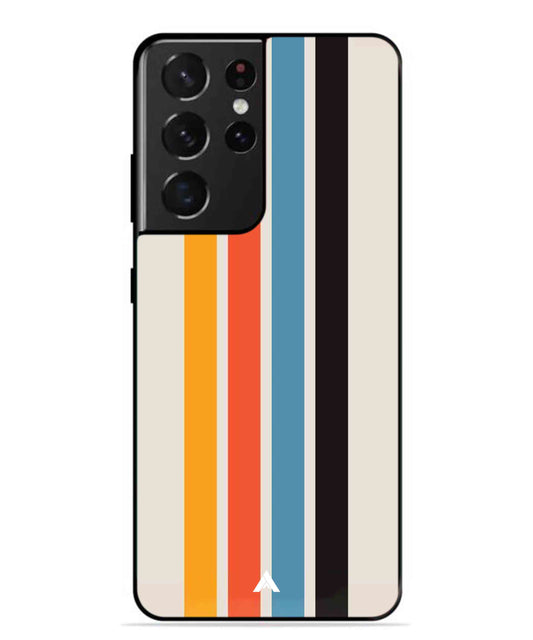 Stripe Pattern 2 Metal Back Cover Phone Case for Samsung Galaxy S21 Ultra