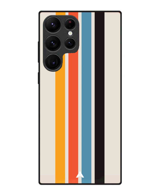 Stripe Pattern 2 Metal Back Cover Phone Case for Samsung Galaxy S22 Ultra