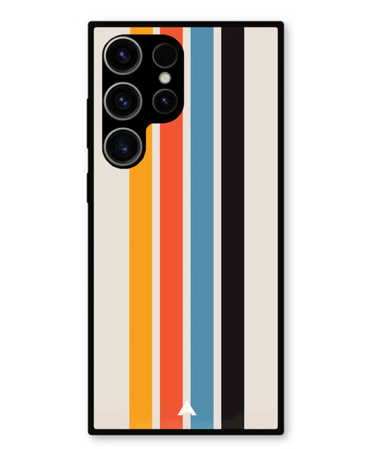 Stripe Pattern 2 Metal Back Cover Phone Case for Samsung Galaxy S23 Ultra