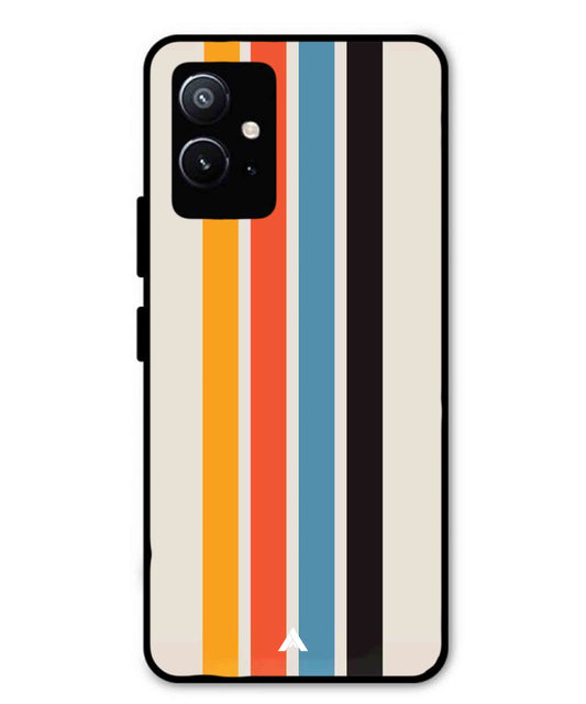 Stripe Pattern 2 Metal Back Cover Phone Case for Vivo Y75 5G