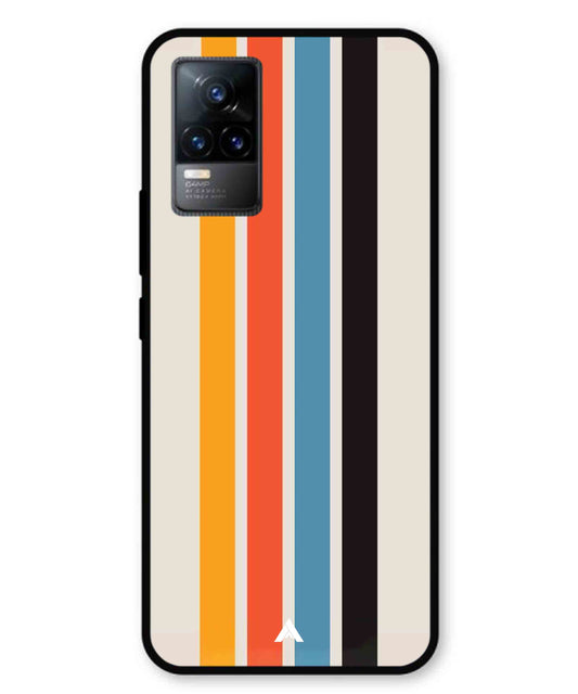 Stripe Pattern 2 Metal Back Cover Phone Case for Vivo v21e 4G