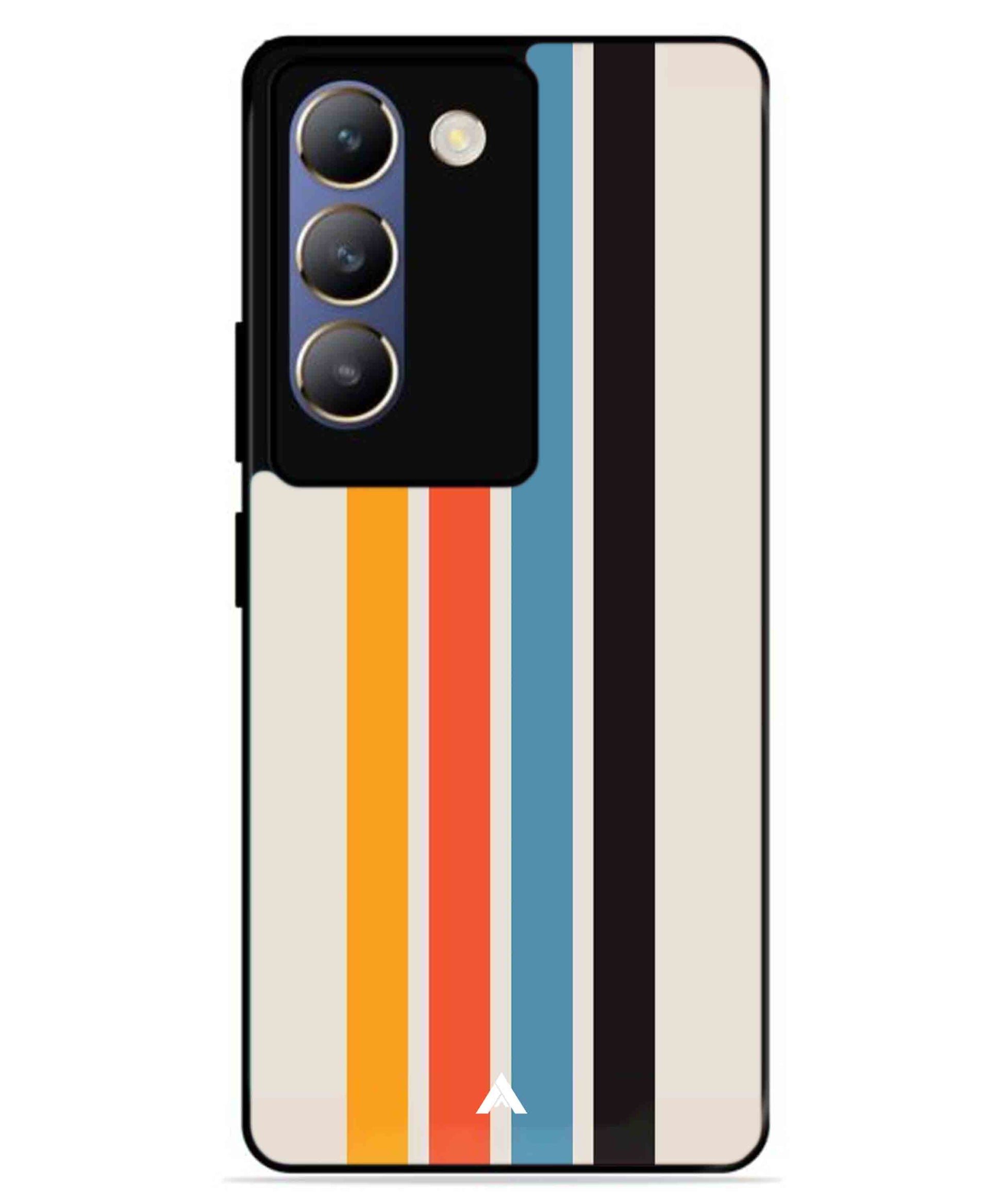 Stripe Pattern 2 Metal Back Cover Phone Case for Vivo v30 Lite
