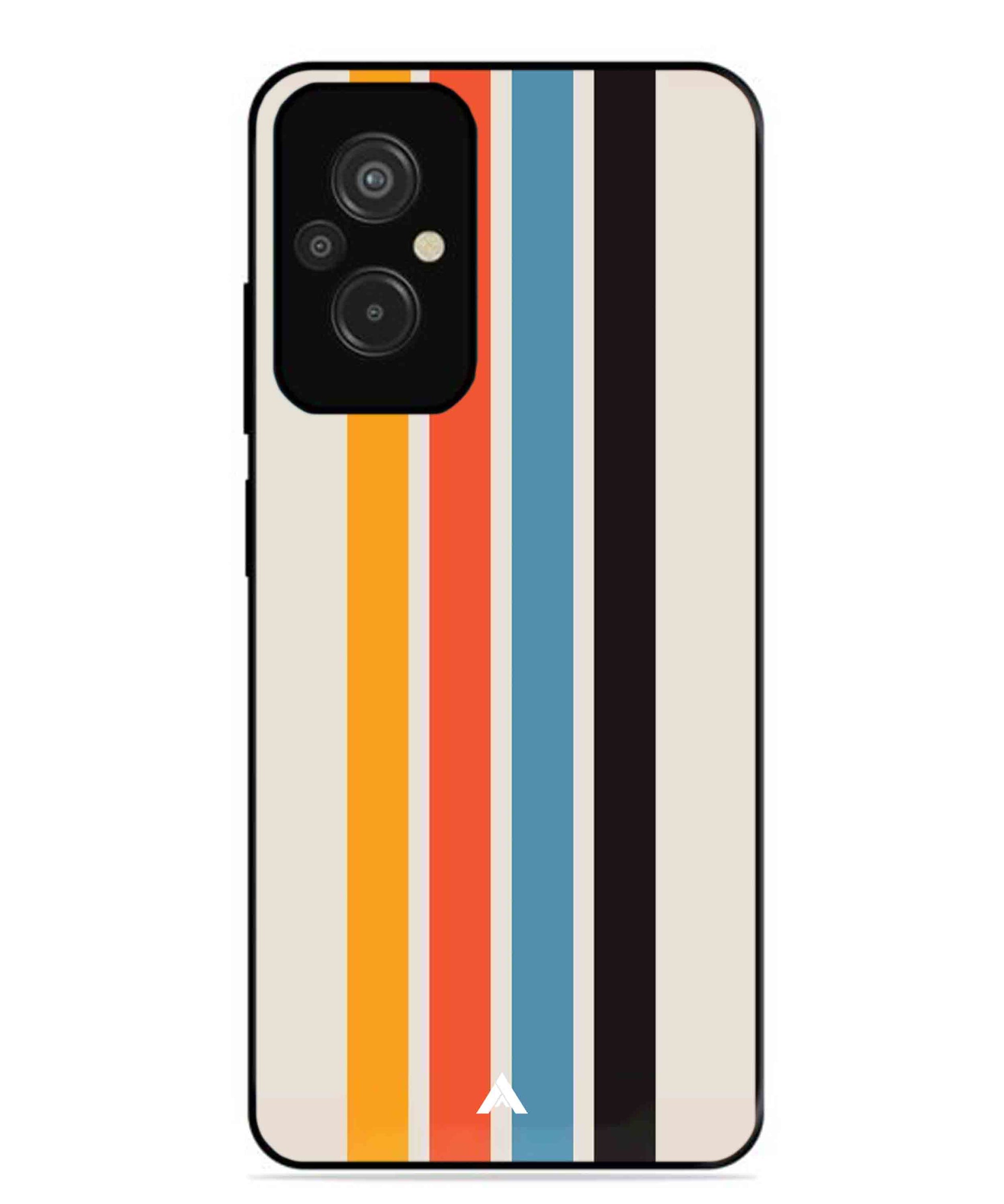 Stripe Pattern 2 Metal Back Cover Phone Case for Xiaomi Redmi 11 Prime 4G