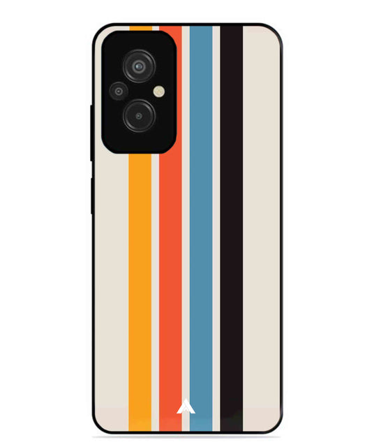 Stripe Pattern 2 Metal Back Cover Phone Case for Xiaomi Redmi 11 Prime 4G