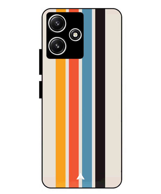 Stripe Pattern 2 Metal Back Cover Phone Case for Xiaomi Redmi 12 5G