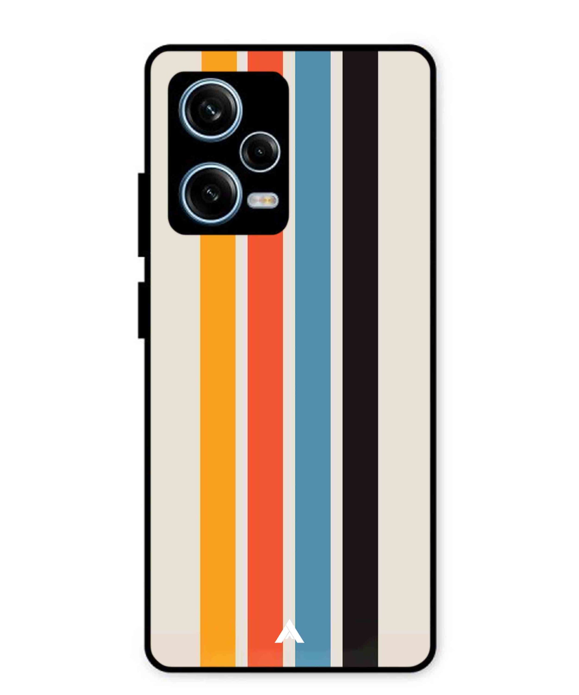Stripe Pattern 2 Metal Back Cover Phone Case for Xiaomi Redmi Note 12 Pro