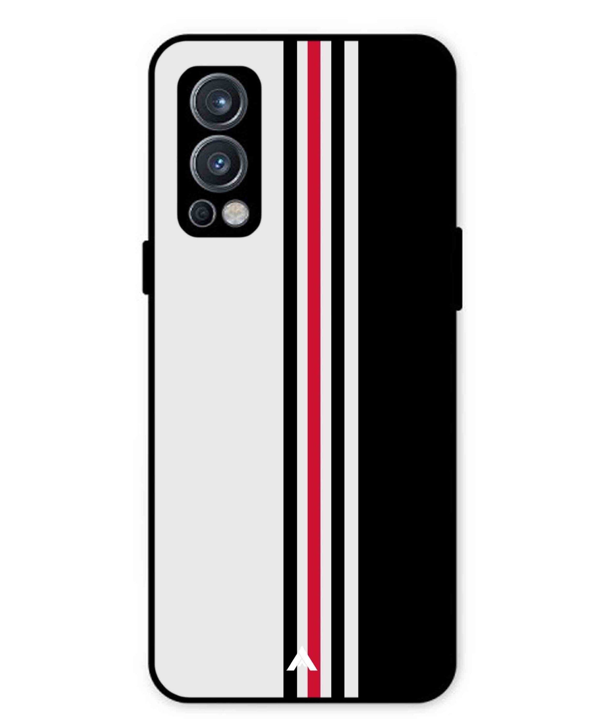 Stripe Pattern 3 Metal Back Cover Phone Case for Oneplus Nord 2