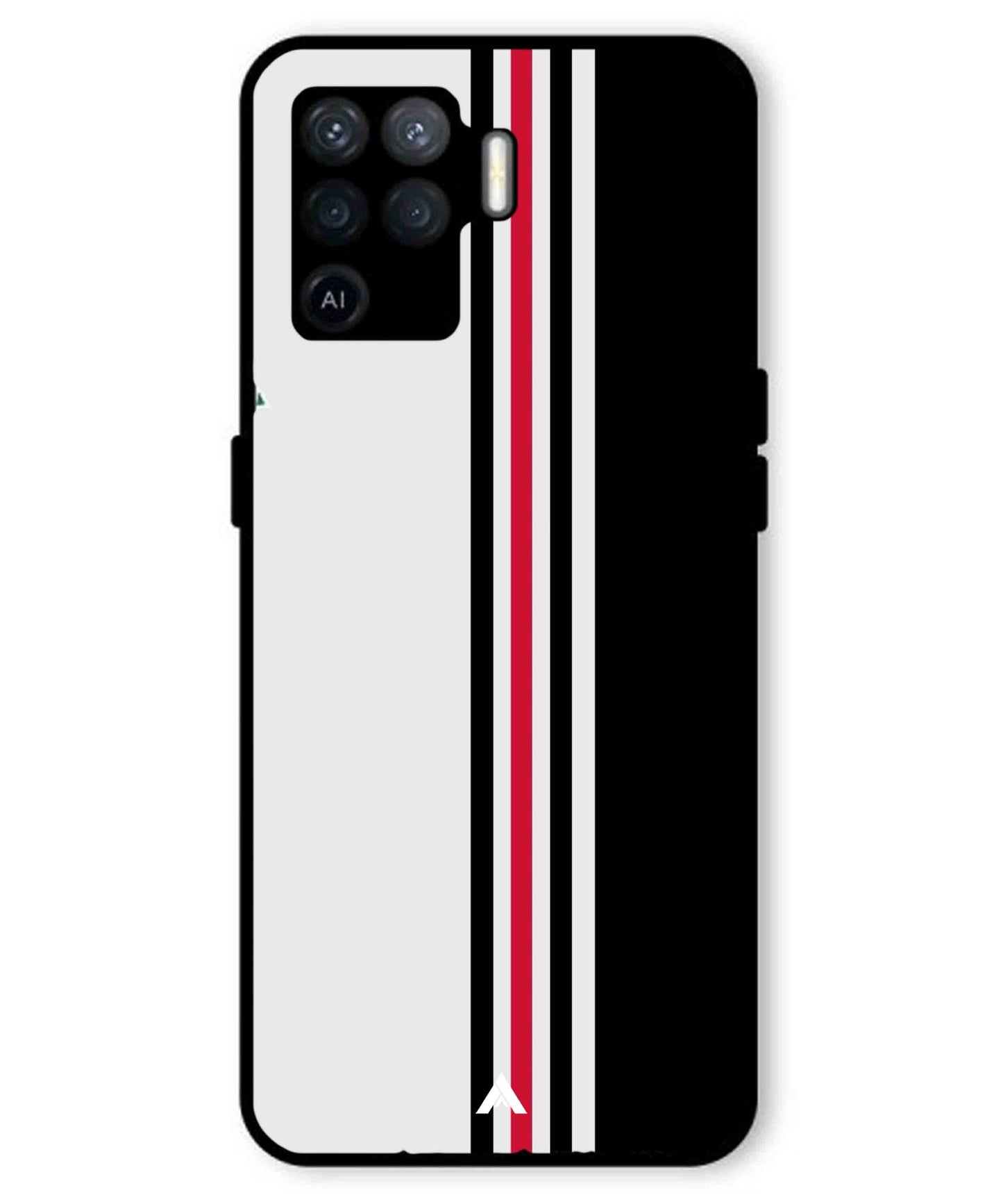 Stripe Pattern 3 Metal Back Cover Phone Case for Oppo F19 Pro