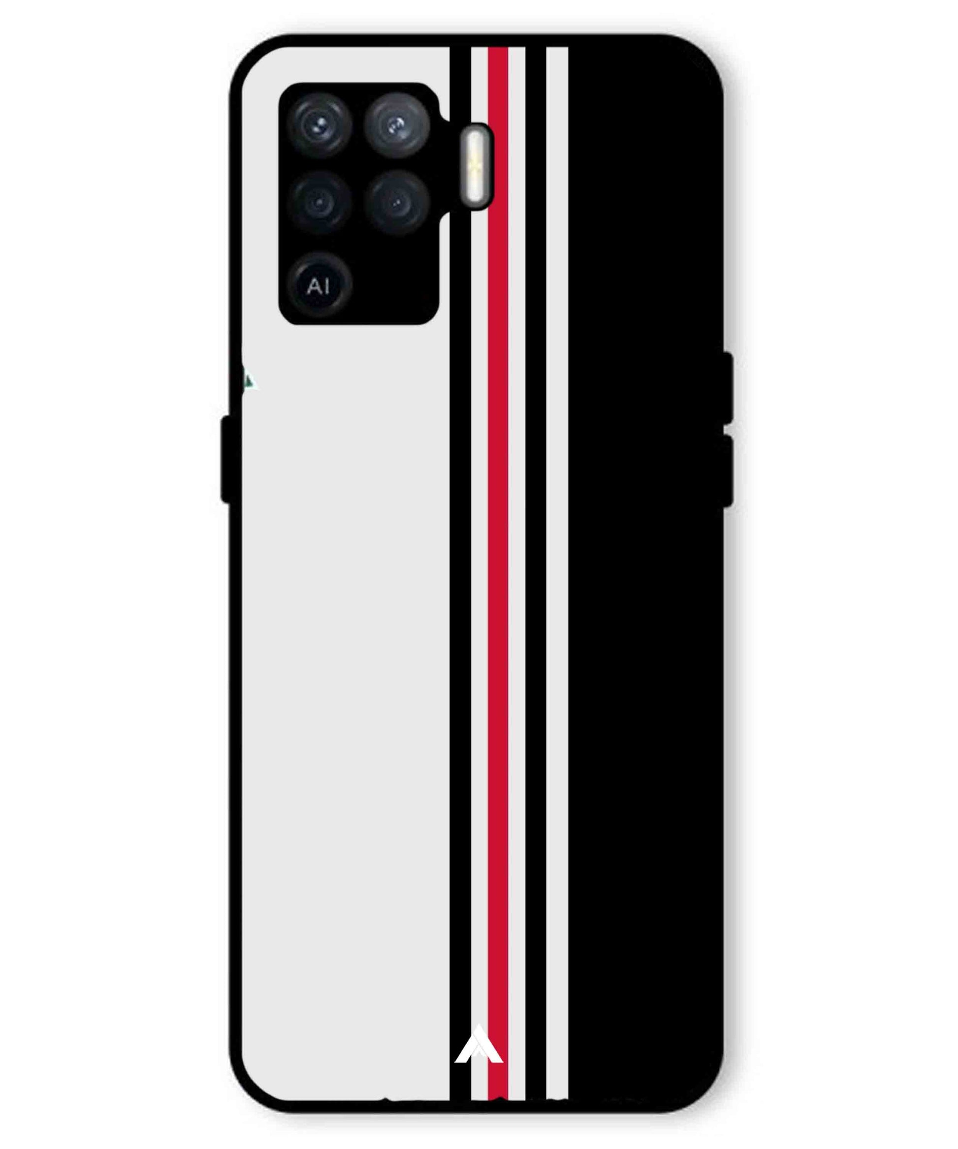 Stripe Pattern 3 Metal Back Cover Phone Case for Oppo F19 Pro