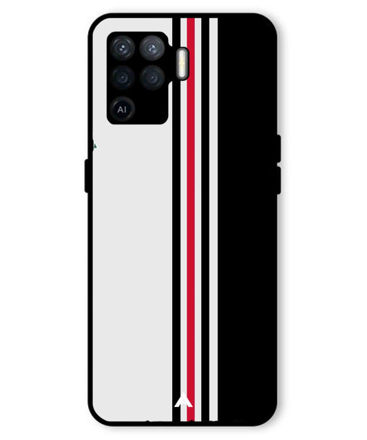 Stripe Pattern 3 Metal Back Cover Phone Case for Oppo F19 Pro