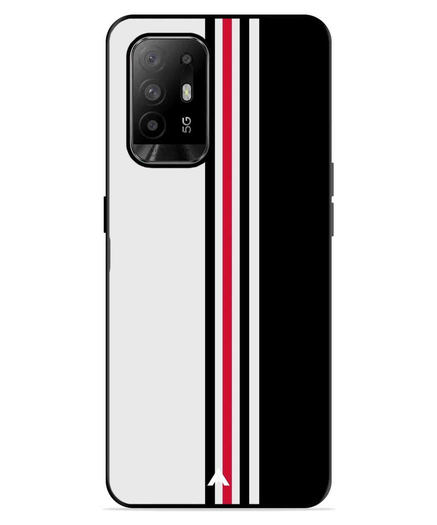 Stripe Pattern 3 Metal Back Cover Phone Case for Oppo F19 Pro Plus