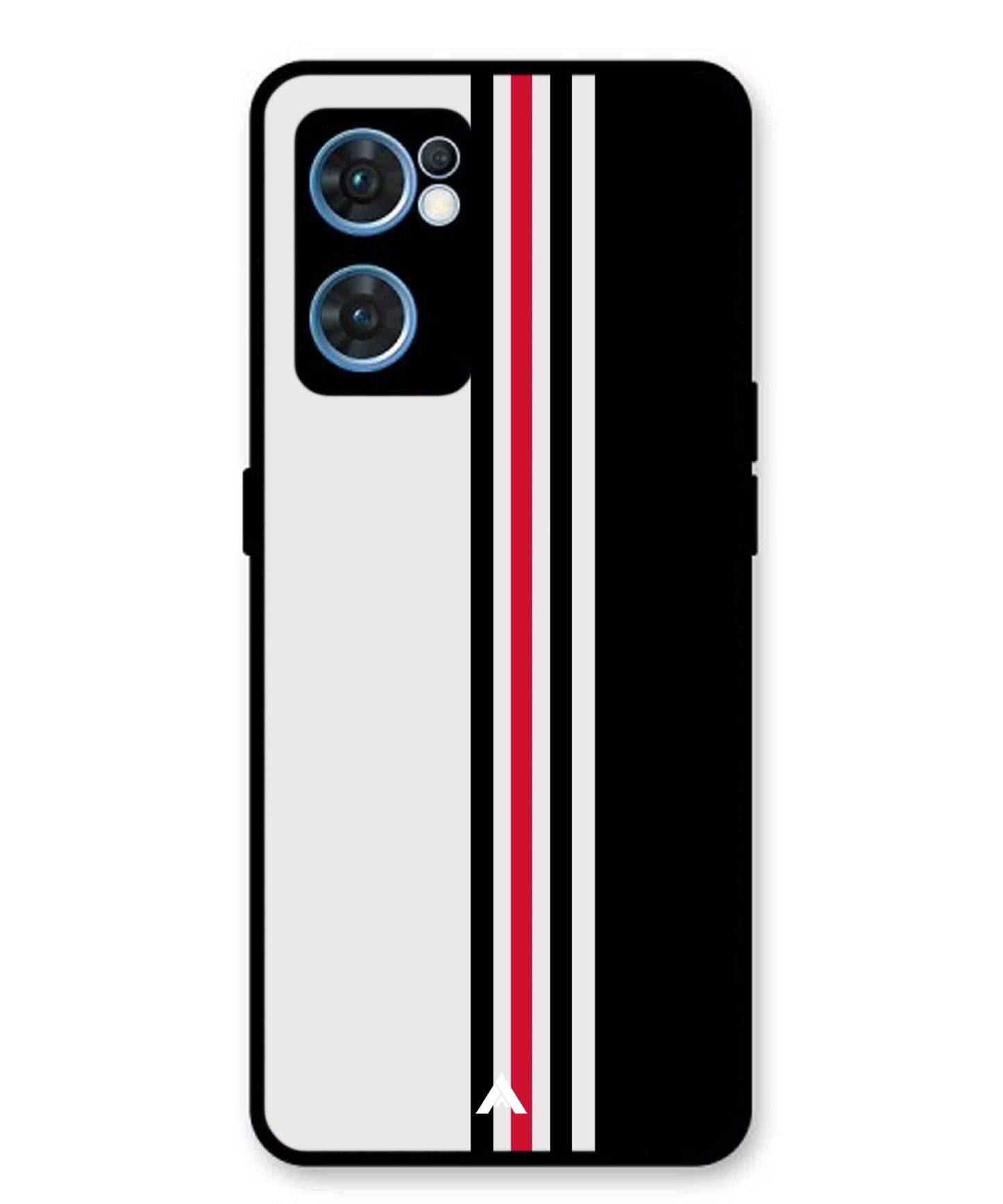 Stripe Pattern 3 Metal Back Cover Phone Case for Oppo F21 Pro 4G