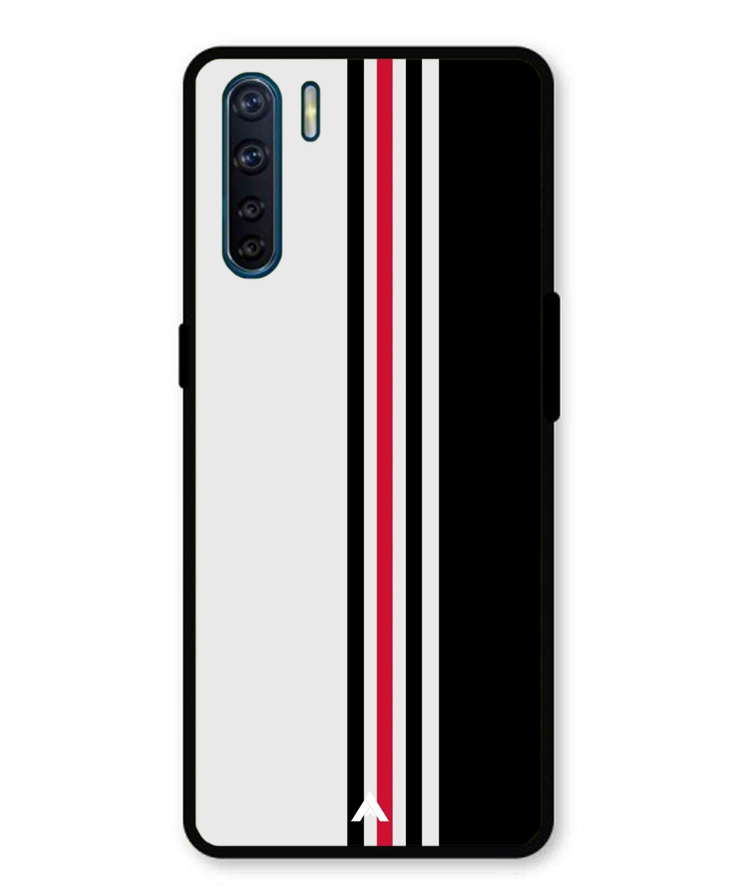 Stripe Pattern 3 Metal Back Cover Phone Case for Oppo Reno 3