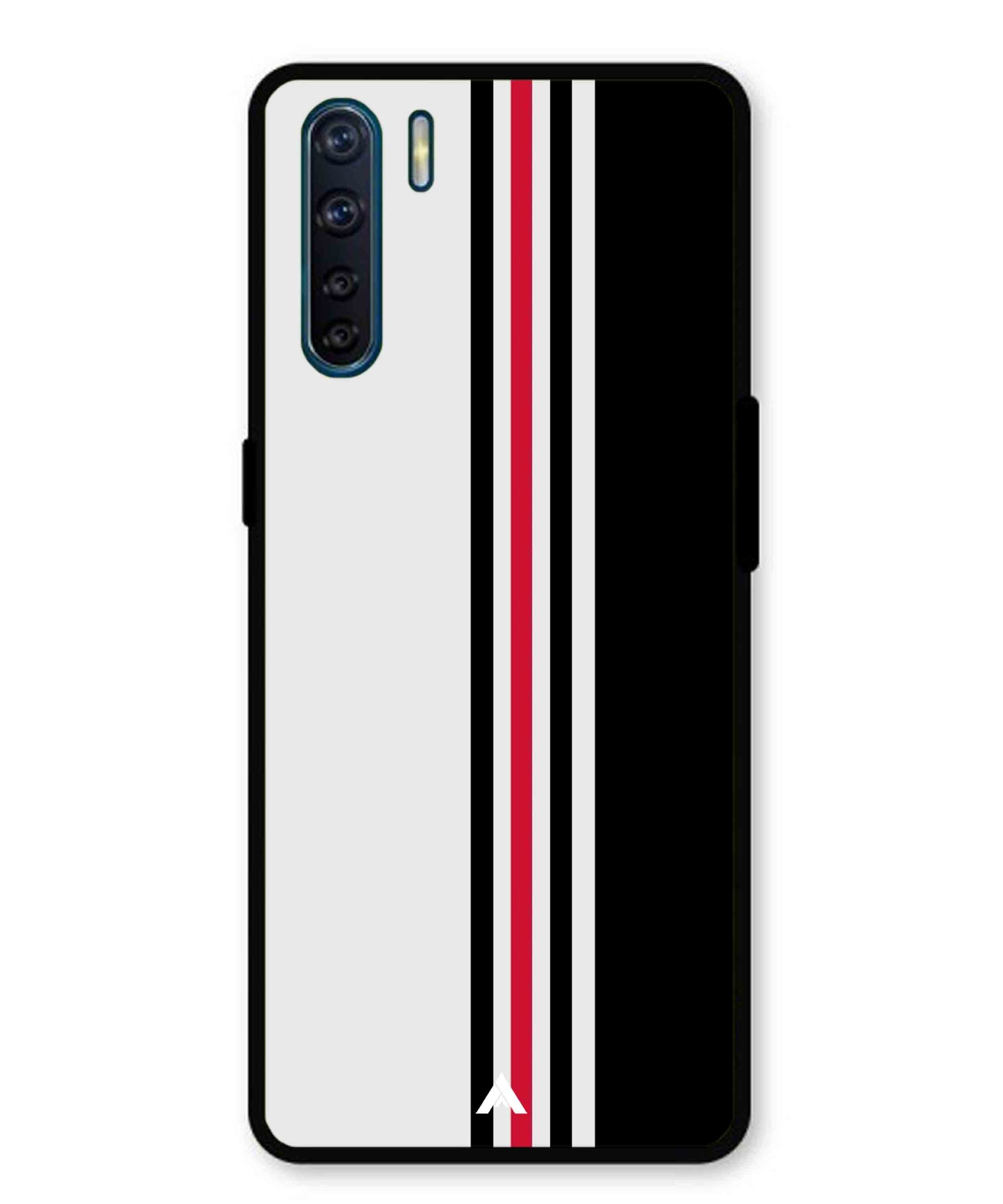 Stripe Pattern 3 Metal Back Cover Phone Case for Oppo Reno 3