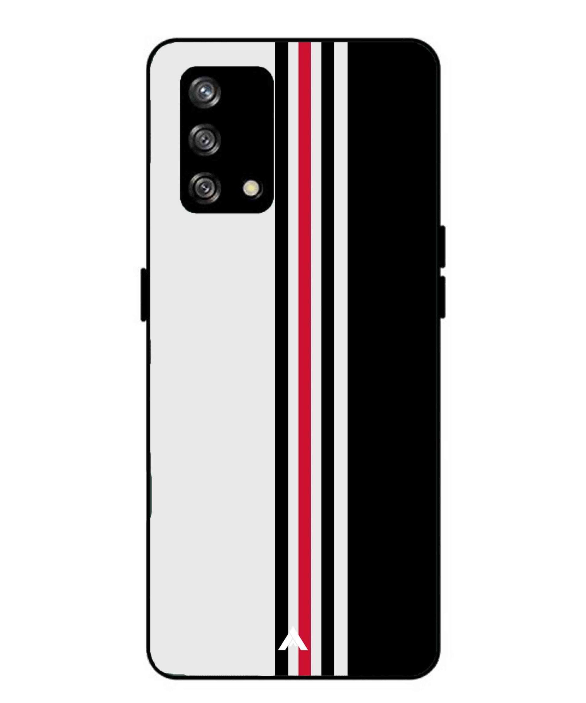 Stripe Pattern 3 Metal Back Cover Phone Case for Oppo Reno 4F