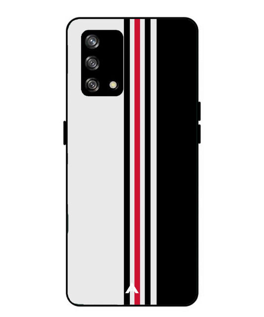 Stripe Pattern 3 Metal Back Cover Phone Case for Oppo Reno 4F