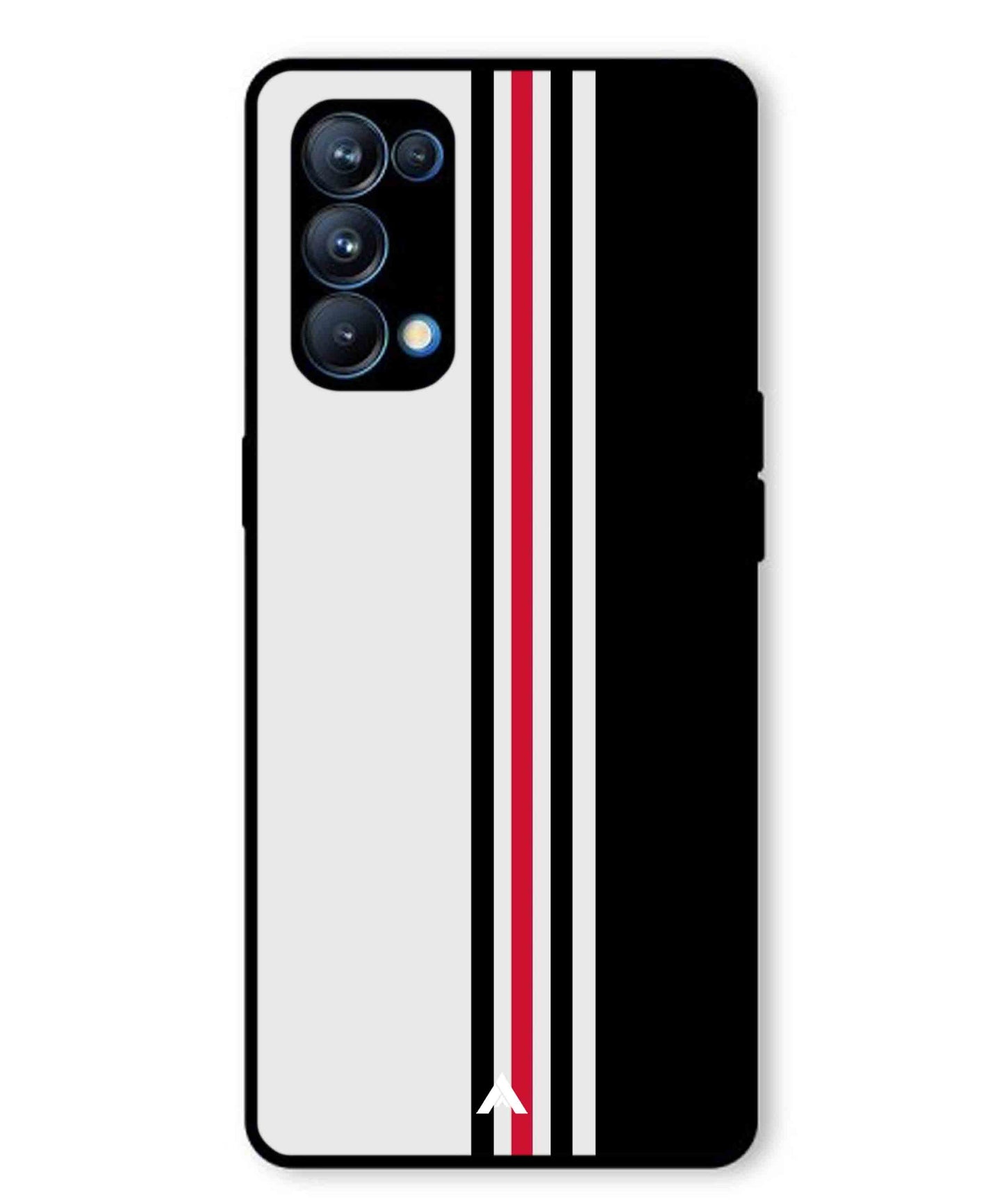 Stripe Pattern 3 Metal Back Cover Phone Case for Oppo Reno 5 Pro