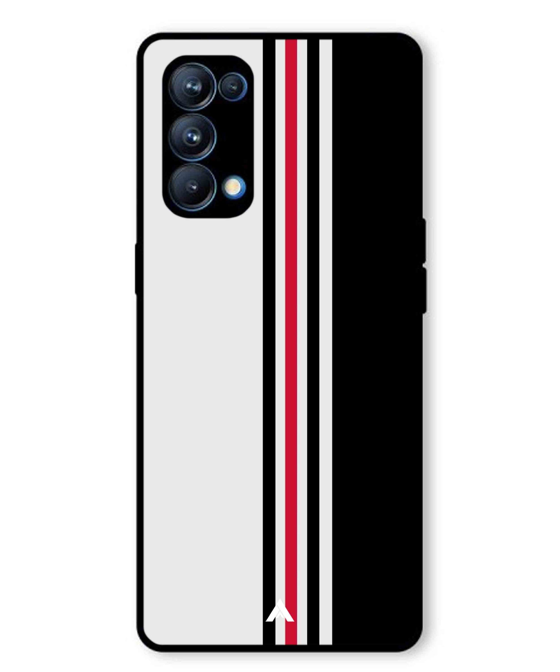 Stripe Pattern 3 Metal Back Cover Phone Case for Oppo Reno 5 Pro