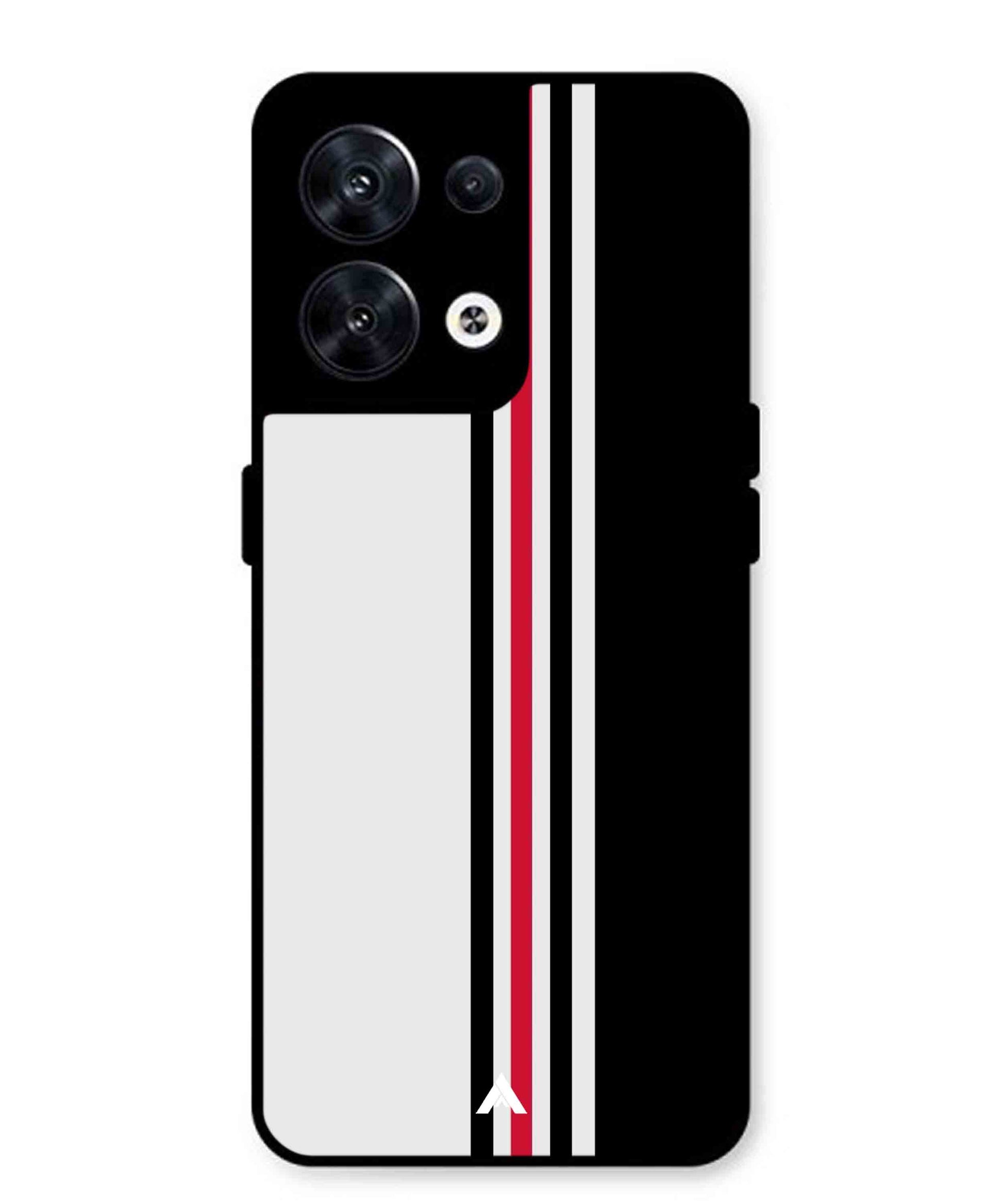 Stripe Pattern 3 Metal Back Cover Phone Case for Oppo Reno 8